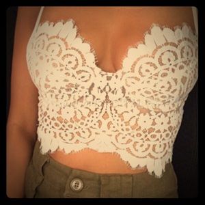 White lace crop top