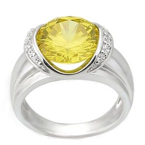 Intense Yellow AAA Sterling Silver Engagement Ring