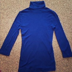 3/4 sleeve blue turtleneck