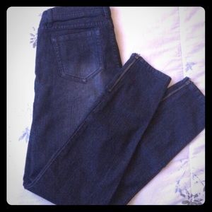 Forever 21 Blue Black Skinny Jeans w Zip Ankle