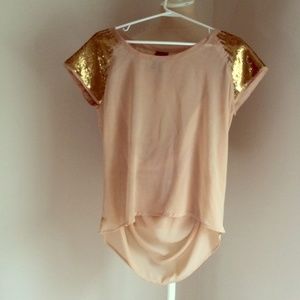 Sheer sequined sleeved top