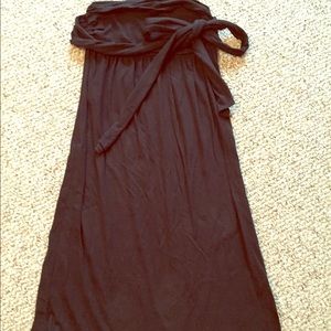 Strapless black cotton dress