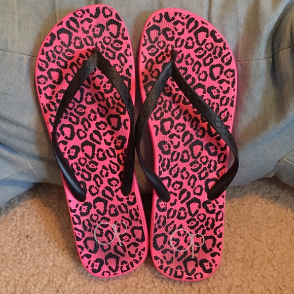 Pink Cheetah Flip Flops