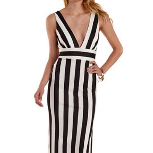 Deep v neck long plunge dress