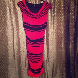 Worn once! Red and black stripe, 95% rayon