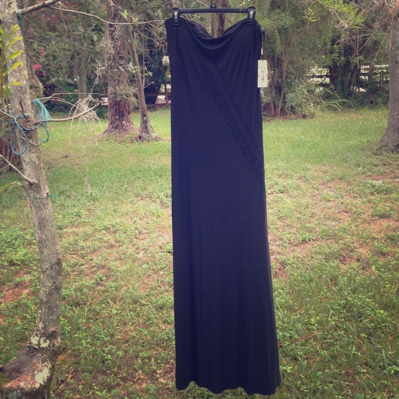 Strapless long black dress