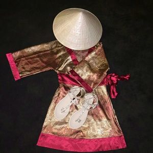 Silk Geisha gown with Asian sunhat