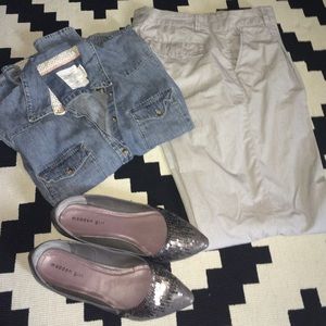 Calvin Klein Gray and white stripe trouser