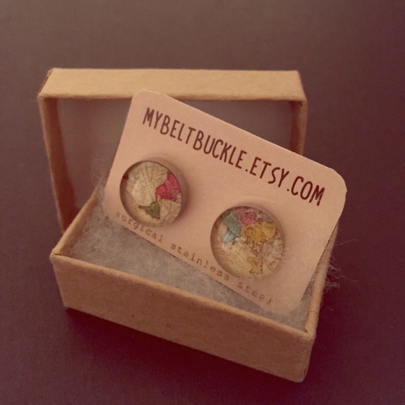 Map Studs. NWOT.