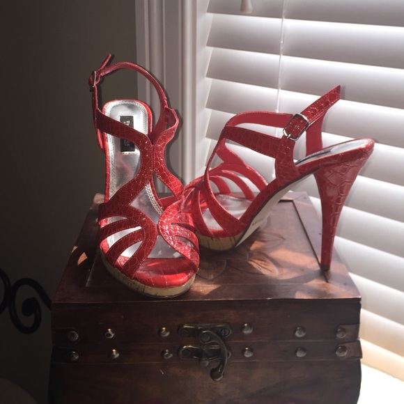 Coral and cork heels