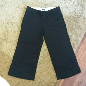 Gap black stretch wide leg black capri crop 2 EUC