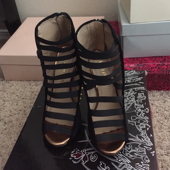 Black and bronze heels-brand new in box