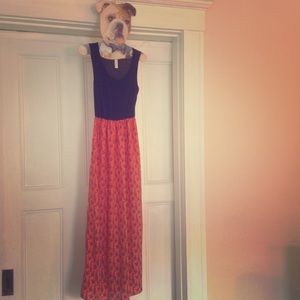 Peach and Navy Maxi Dress