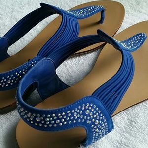 Blue Rhinestone Herstyle Sandals