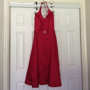 Red halter dress