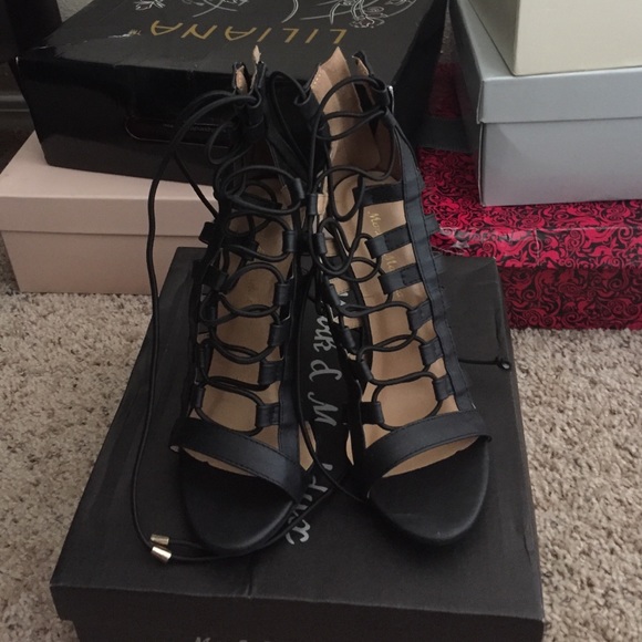 Black lace up heels
