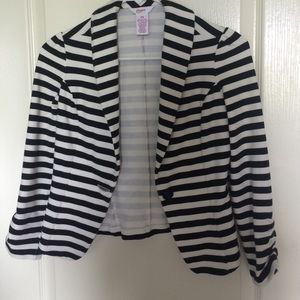 Candie's striped 3/4 sleeve blazer