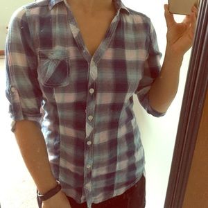 Blue plaid shirt