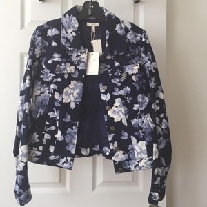 NWT Joie floral flower rose denim jacket