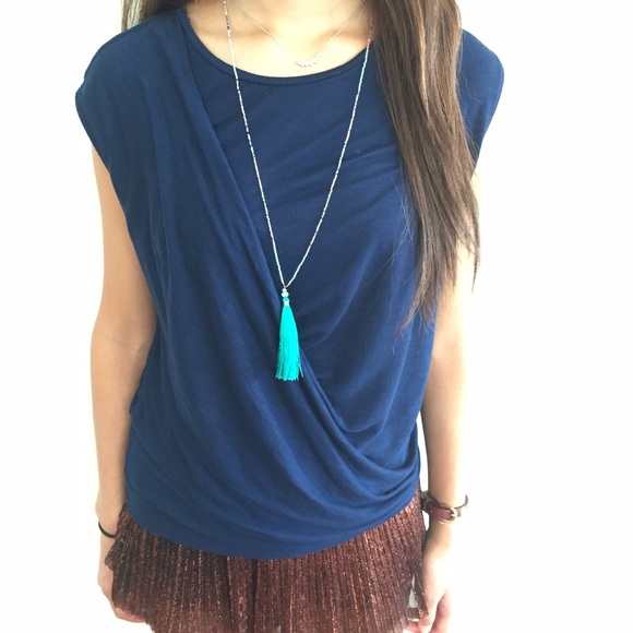 Topshop Tops - RESERVED[topshop] navy blue draped sleeveless top