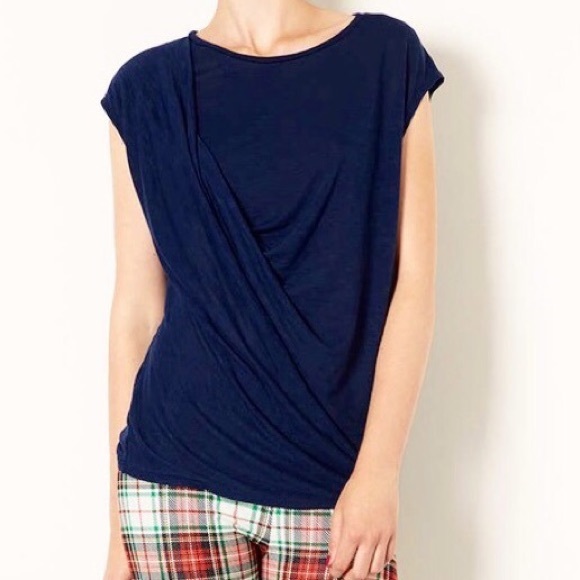 RESERVED[topshop] navy blue draped sleeveless top - Picture 4 of 4