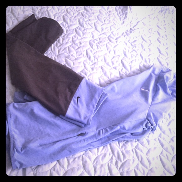Nike dri-fit running suit (gray and blue capris)