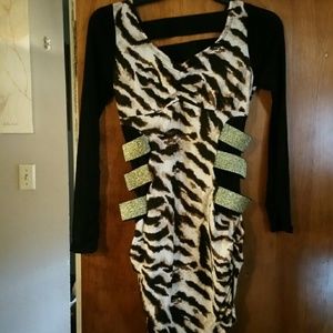 Cheetah print strapped club dress