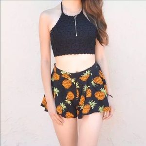 Black festival crotchet boho crop top