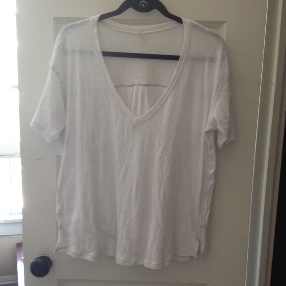 Free people white linen cotton slub t shirt