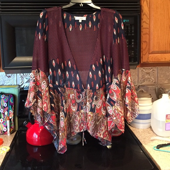 Navy/Red paisley kimono