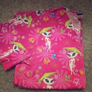 French kitty hot pink scrub top