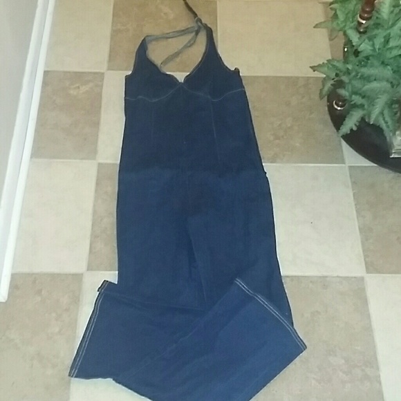 Jean halter top romper