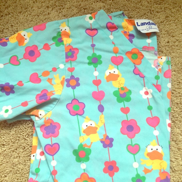 Blue ducky scrub top