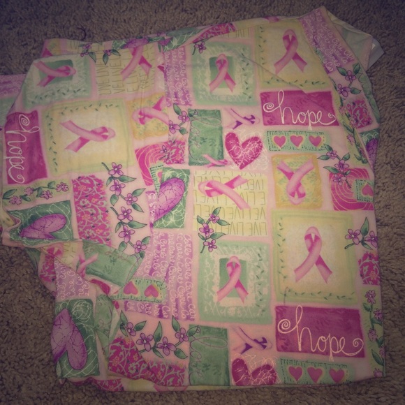 Pink breast cancer scrub top