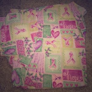 Pink breast cancer scrub top