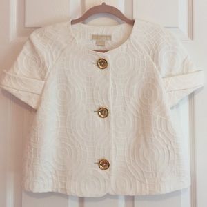 White Michael Kors Short Sleeve Blazer