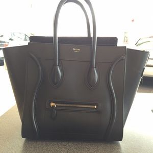 Celine smooth leather black mini luggage AUTHENTIC