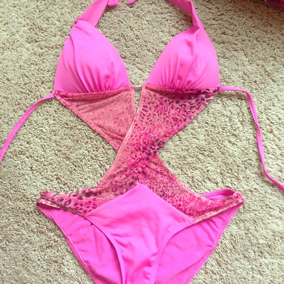Hot pink leopard monokini