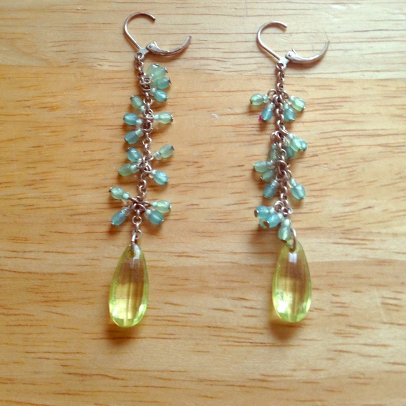 Green drop earrings