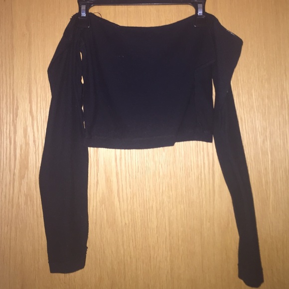 American Apprel Long Sleeve Off The Shoulder Top