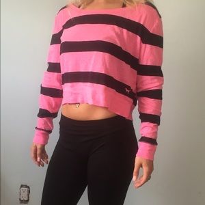 Pink and black striped t-shirt