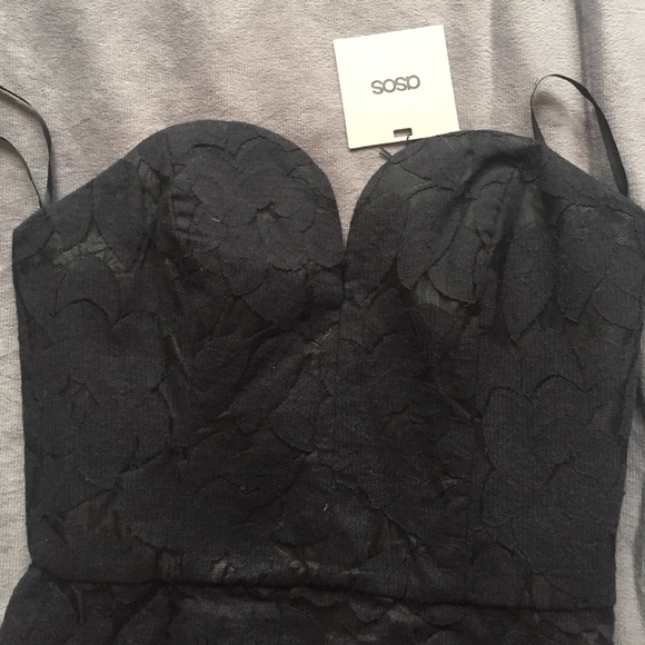 Asos black lace sweetheart dress never worn. NWT - Picture 2 of 3