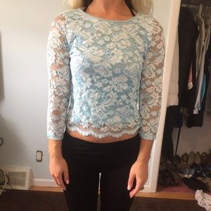 Blue floral lace top