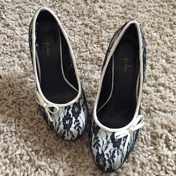 Ivory with black lace pumps
