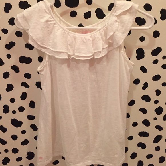 Lilly Pulitzer White Ruffle Tank Fits XSmall
