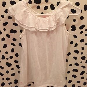 Lilly Pulitzer White Ruffle Tank Fits XSmall