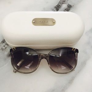 Chloe Belladone Striped-Edge Sunglasses in Black