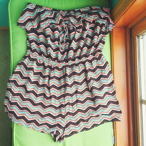 Multi-color zig zag chevron Romper!