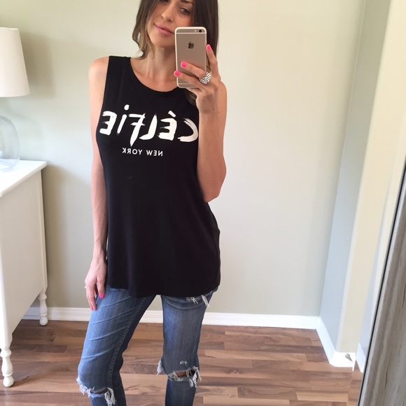 Tops - Last Item • Black "CELFIE" Top