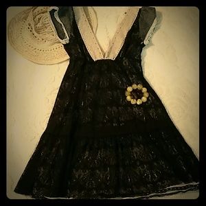 Free People black lace tunic dress